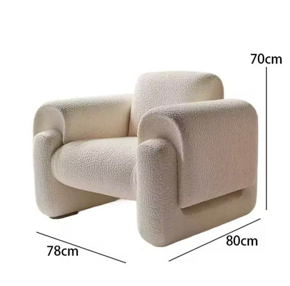 Compact Modern Single Sofa Chair, Beige Lambswool Accent Chair