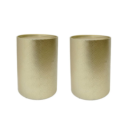 Set of 2 Gold Side Tables, Accent Table with Hammered Surface