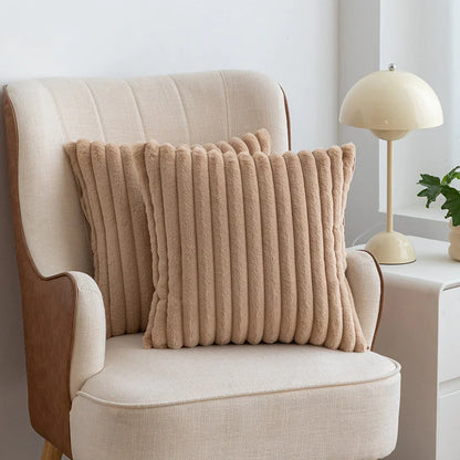 Faux Rabbit Fur Drawstring Pillowcase Cozy Soft