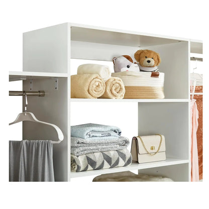 Contemporary Wardrobe, White Clothes Organizer with Shelves