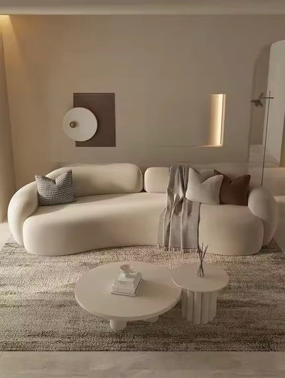 Modern French Curved Brown Flannel Floor Sofa