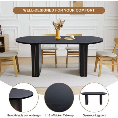 Rustic Farmhouse Oval Dining Table, 70.8” Wooden Kitchen Table for 4–6