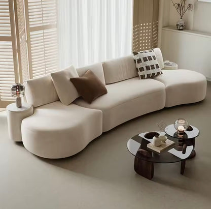 Italian Velvet Sofa with Ergonomic Backrest, Beige
