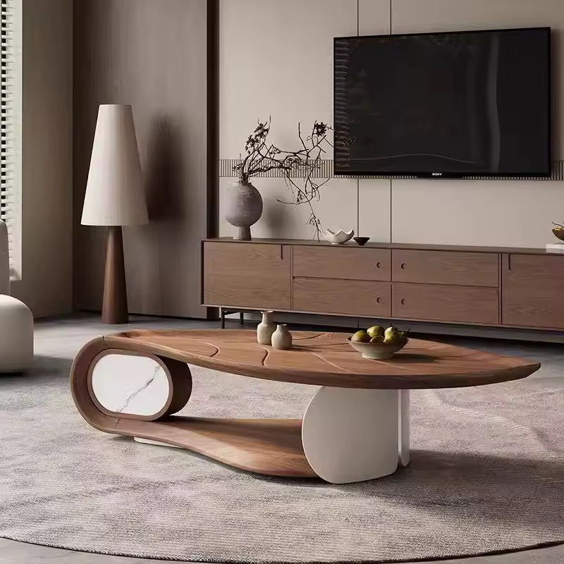 Leaf Shaped Asymmetrical Coffee Table in Walnut