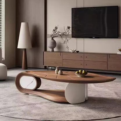 Leaf Shaped Asymmetrical Coffee Table in Walnut