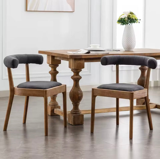 Set of 2 Upholstered Mid Century Pu Leather Dining Chairs