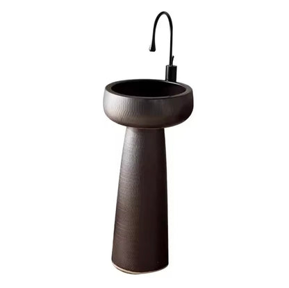 Black Ceramic Column Wash Basin, Outdoor & Bathroom Pedestal Sink