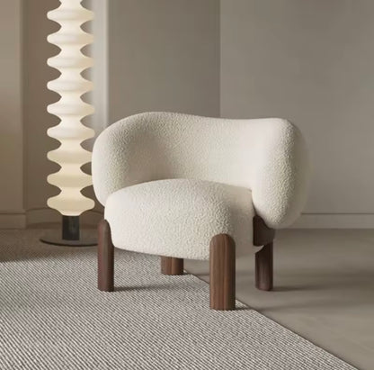 Solid Wood Cream Accent Chair for Small Spaces