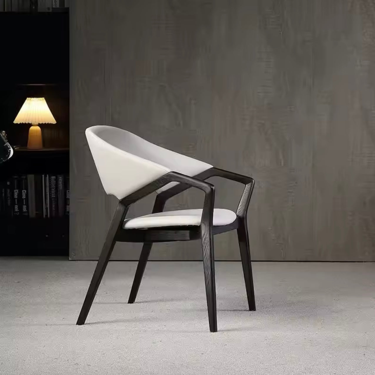 Modern Ash Wood Armchair, Curved Back Dining / Accent Chair