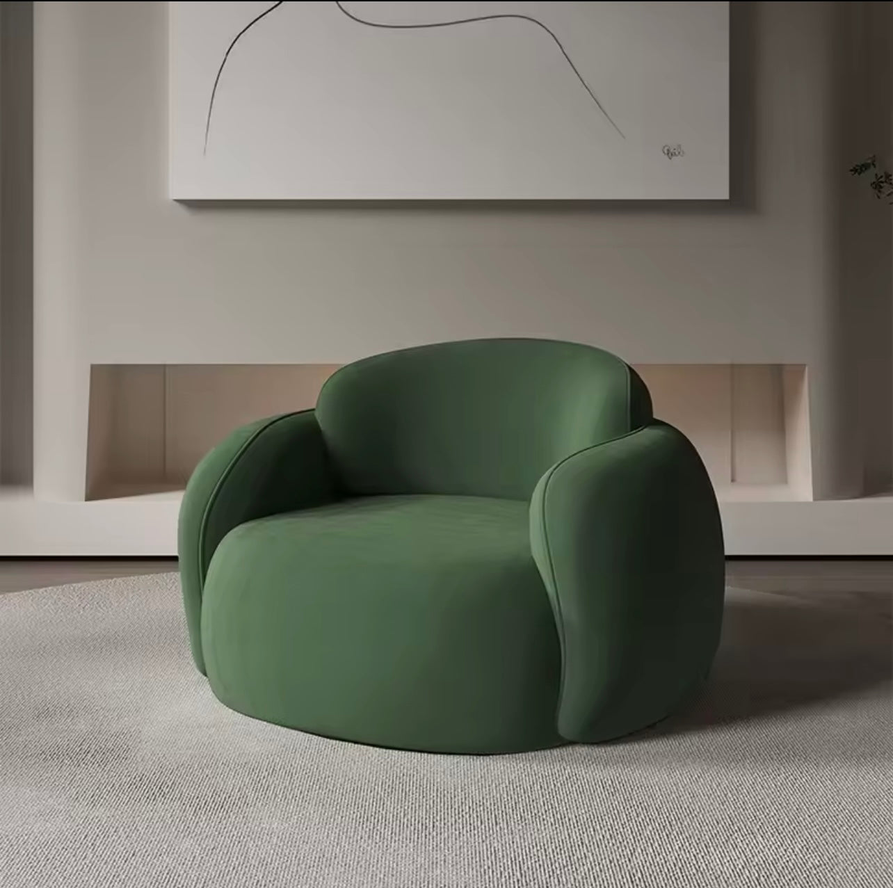 Single Off White Modern Velvet Sofa Chair