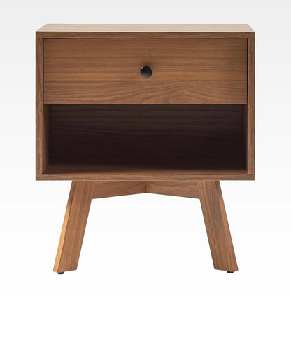 Mid Century Nightstand - Mocha Wood Nightstand with Drawers
