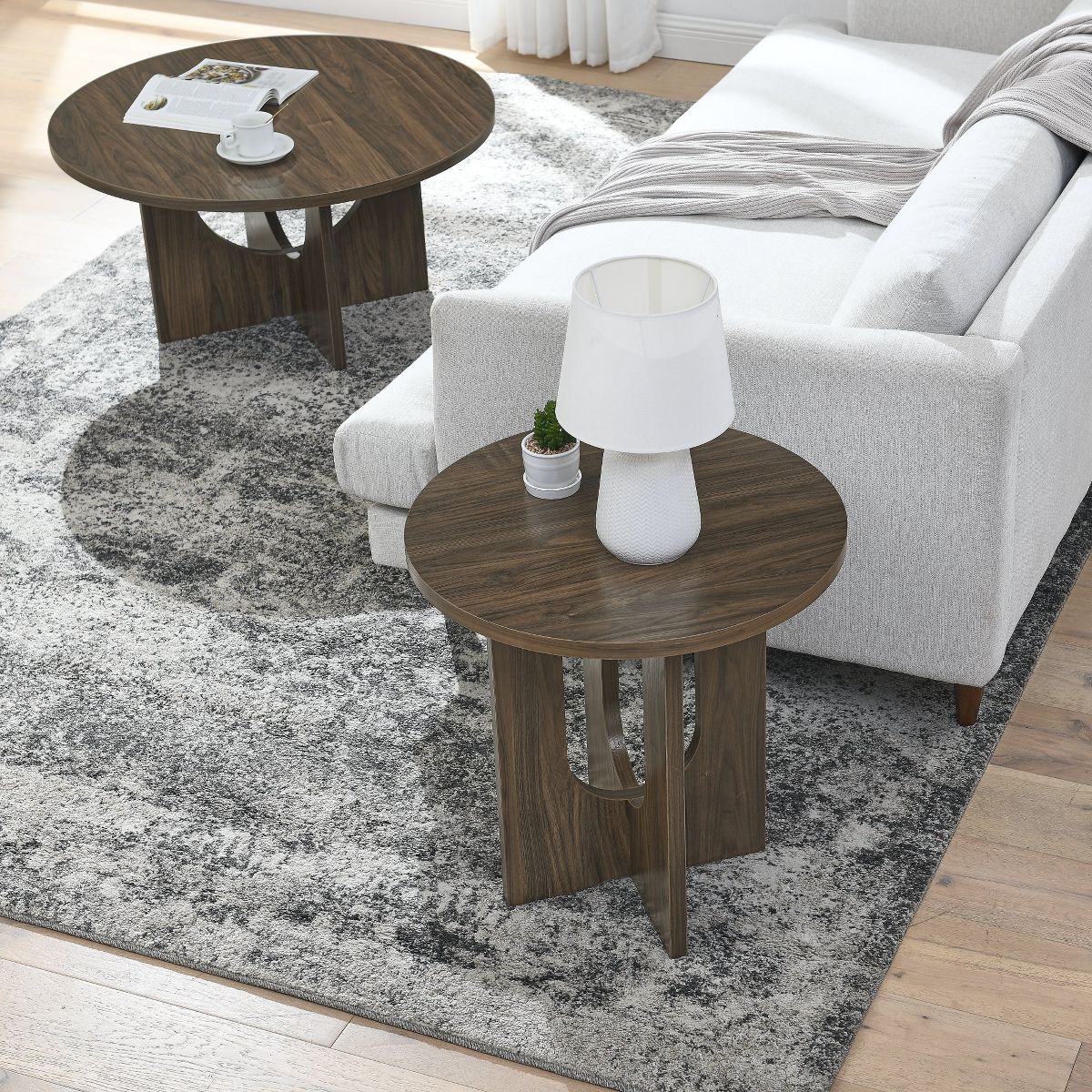 Modern End Table, Black Solid Wood End Table, MDF Wood