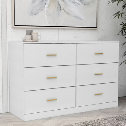 6 Drawer White Bedroom Dresser - Engineered Wood Finish