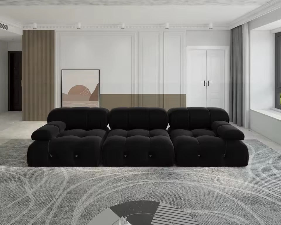 Minimalist Velvet 3 Seater Convertible Modular Sofa