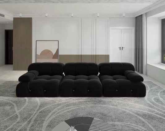 Minimalist Velvet 3 Seater Convertible Modular Sofa