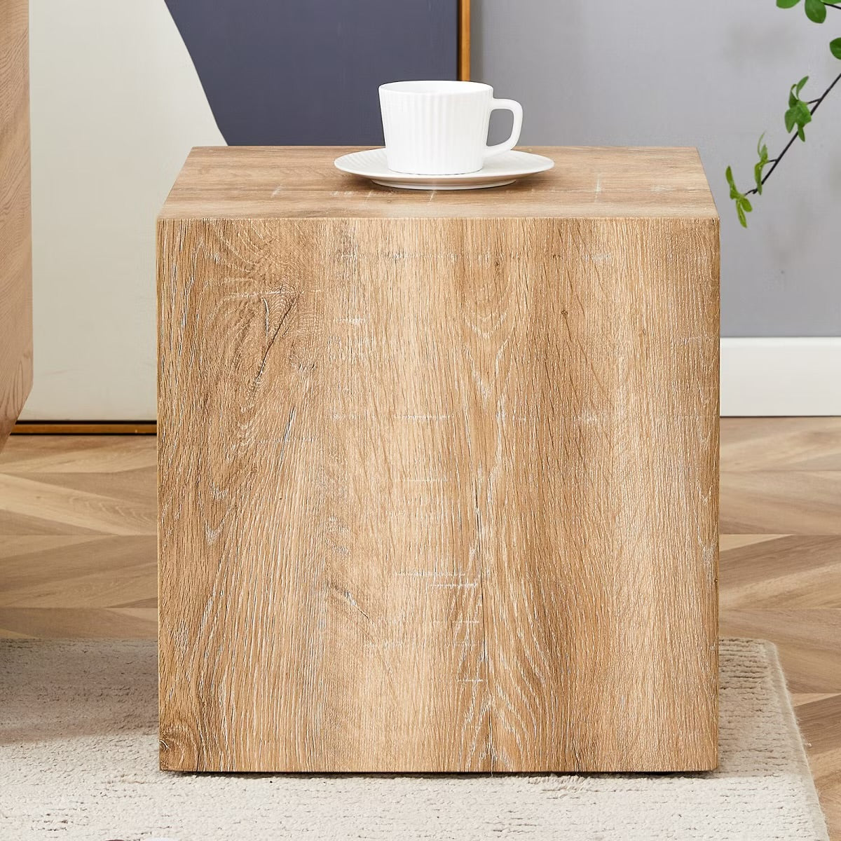 Square Light Wood MDF Coffee Table 15.7"