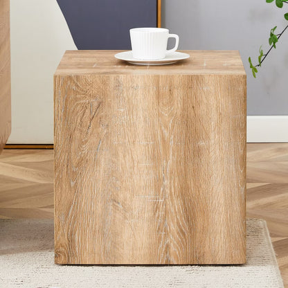 15.7" Square Side Table, Wood Coffee Table for Small Spaces
