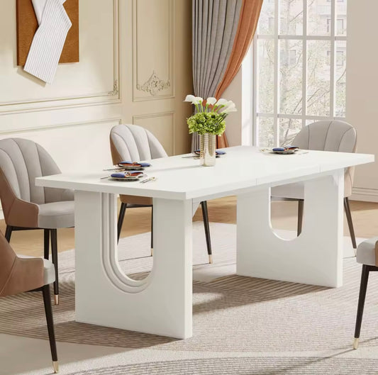 70.9” Large White Rectangular Dining Table for 6–8