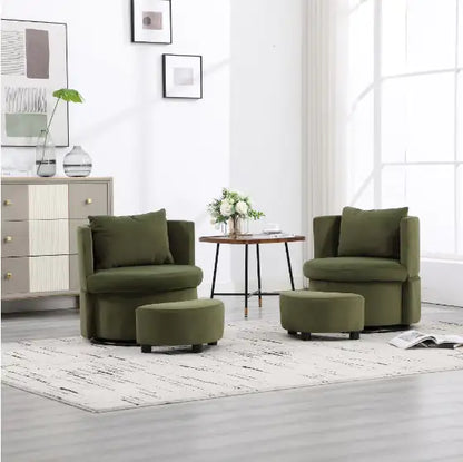 Upholstered Bucket Armchair with Ottoman and Hidden Storage