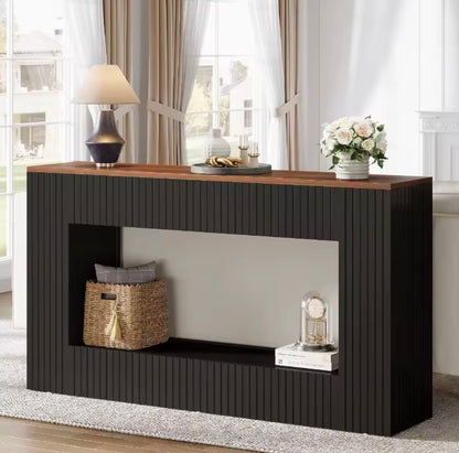55-Inch Entryway Console Table, Wooden Sofa Table with Storage