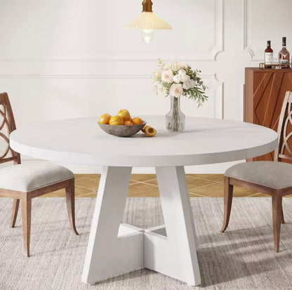 47” Round Rustic MDF Dining Table, Seats 4