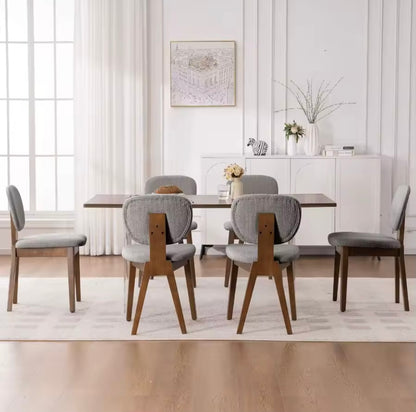 Set of 2 Chenille Upholstered Mid Century Dining Chairs