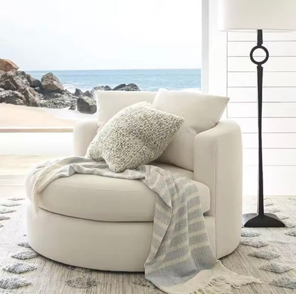 Rotatable Sofa Chair, White Ergonomic Lounge Chair