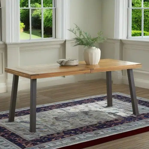 Della Acacia Wood Dining Table with Metal Base