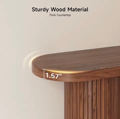55” Modern Fluted Console Table for Entryway or Behind Sofa, Walnut