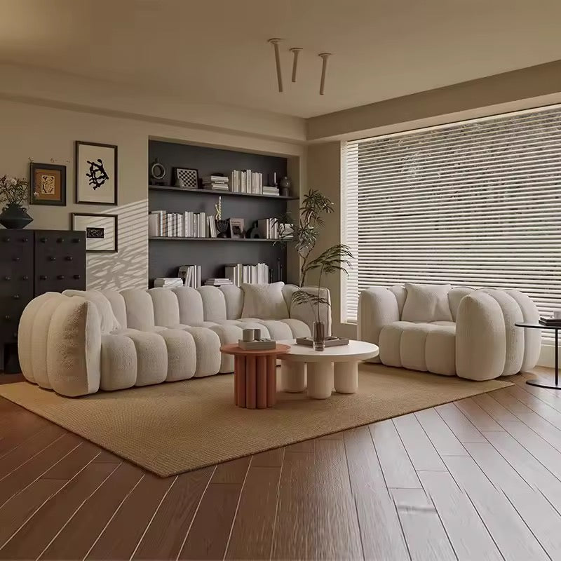 White Cloud Lambswool Sofa, Simple Leisure Couch