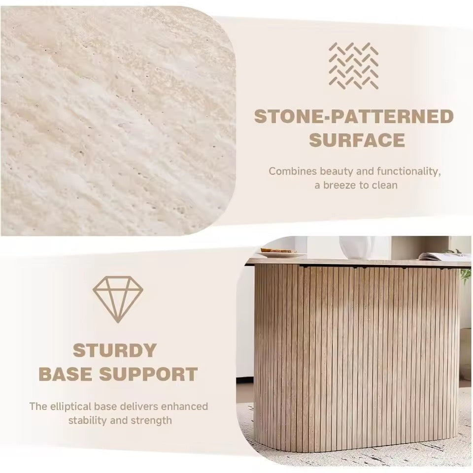 Dining Table with Rounded Corners & Wood Pedestal Base, Seats 4-6