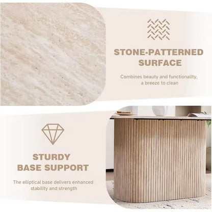 Dining Table with Rounded Corners & Wood Pedestal Base, Seats 4-6