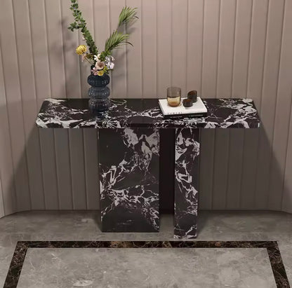 Hand-Polished Solid Marble Console Table