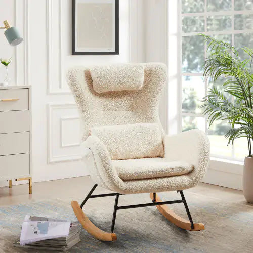 Modern High-Back Rocking Chair for Nursery & Living Room