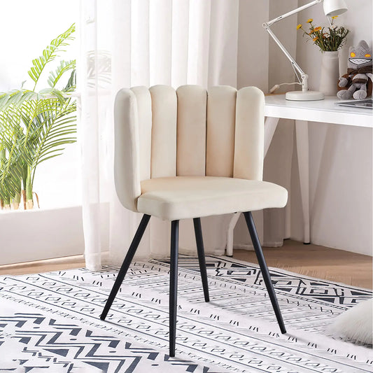 Cream Velvet Barrel Accent Dining Chair