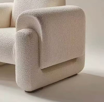 Compact Modern Single Sofa Chair, Beige Lambswool Accent Chair
