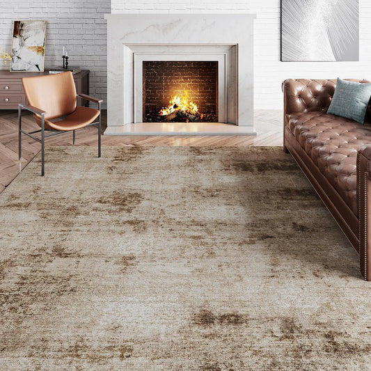 8x10 Neutral Rug - Modern Abstract Rug - Washable Area Rug