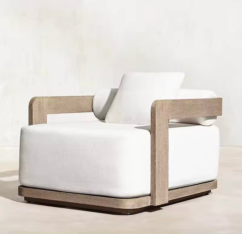 Teak Outdoor Garden Furniture Set with Beige Cushions