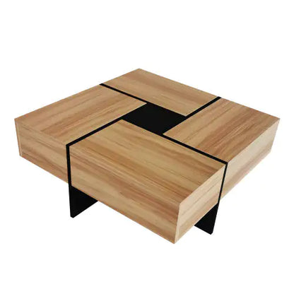 Brown Coffee Table, Center Table with Hidden Storage Compartments