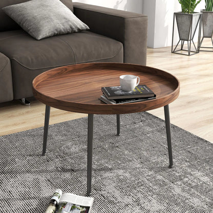Set of 2 Modern Coffee Tables, Black Minimalist Round Coffee Tables