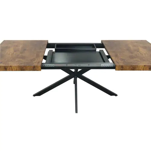 Retro Rectangular Extendable Dining Table with Storage
