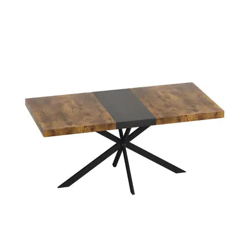 Retro Rectangular Extendable Dining Table with Storage