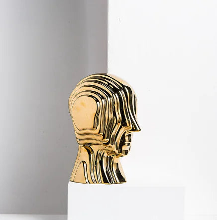 Interdimensional Gold Head Statue – Modern Porcelain Decor
