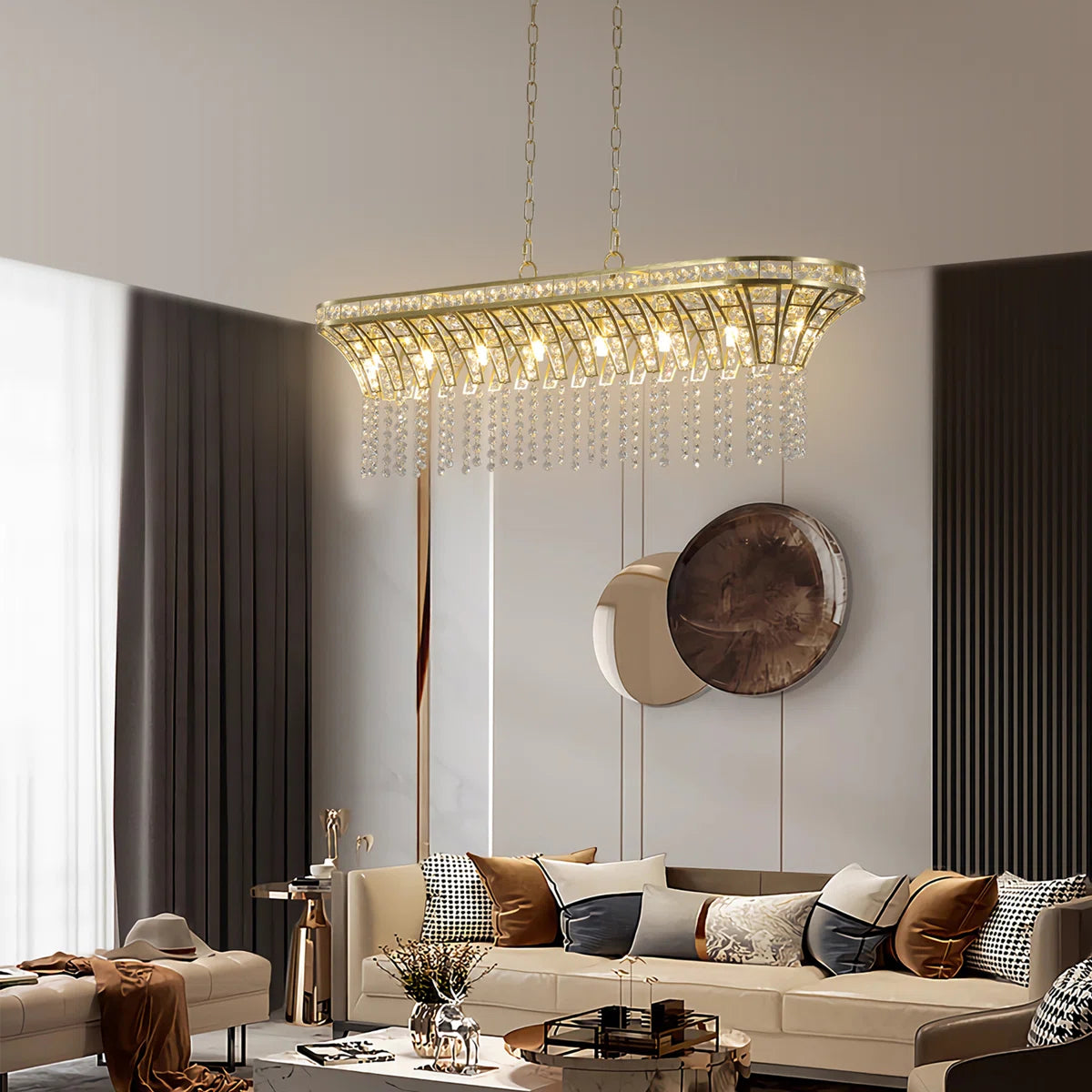 Champagne Gold Chandelier – Oval Island Light