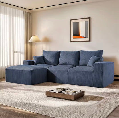108” Upholstered Corduroy Deep Seat L-Shape Sofa with Chaise