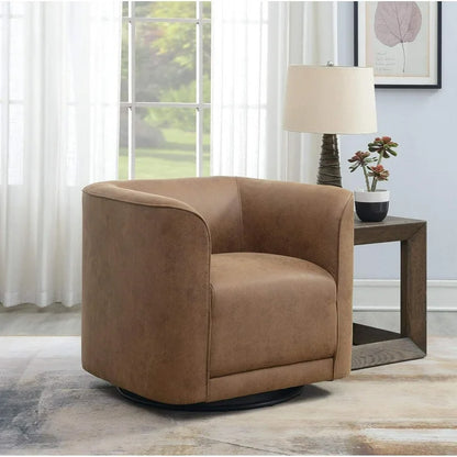 Brown Swivel Chair, Modern Accent Chair with Engineered Wood