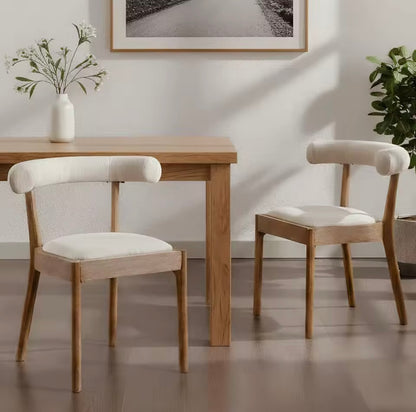 Set of 2 Upholstered Mid Century Linen Dining Chairs