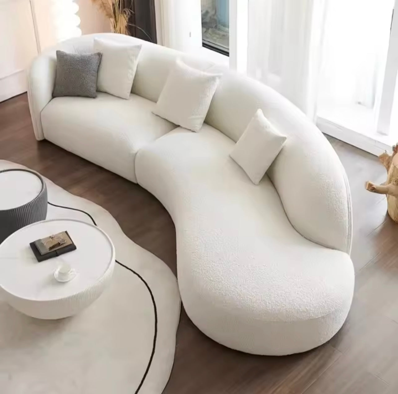 Teddy Velvet Lounge Sofa with Deep Seat & Curved Corners