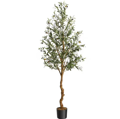 6ft Artificial Olive Tree, Realistic Indoor & Outdoor Faux Tree with Fruit