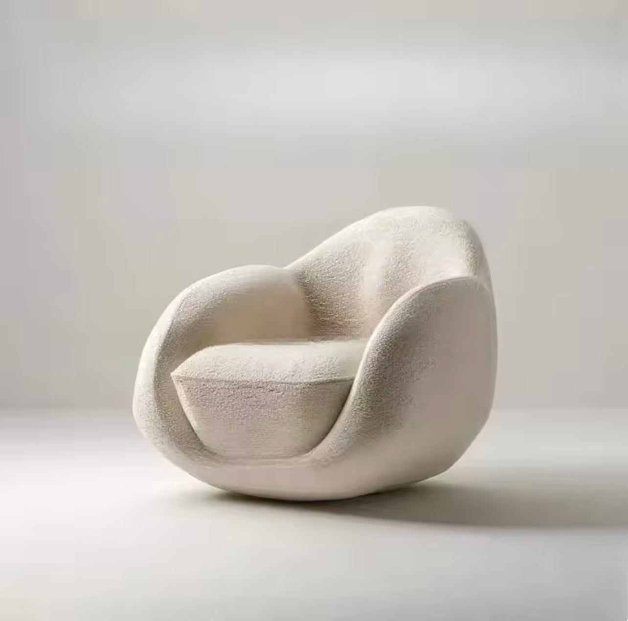 Minimalist Modern Beige Luxury Curved Boucle Sofa